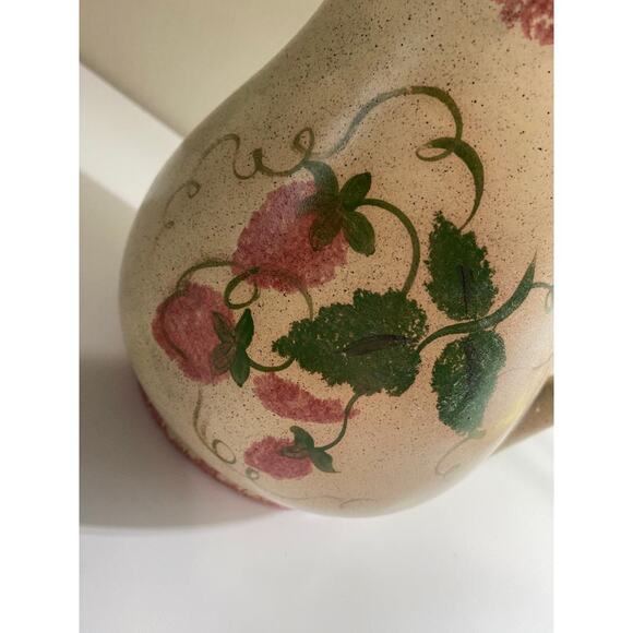 Country Crafts Strawberry Pink Sponge Pottery Pitcher Waldenburg ARKANSAS - Picture 2 of 6